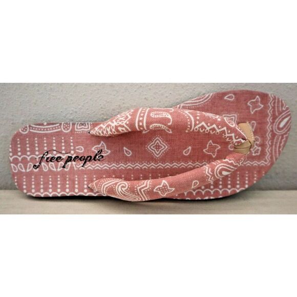 Free People Women's Sz 41 US 10-11 Pink & White Es Verdra Cotton Thong Sandals - Picture 8 of 16